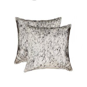 Natural Home Decor Torino Kobe Salt & Pepper Cowhide Pillow | 2-Piece | 18"x18"